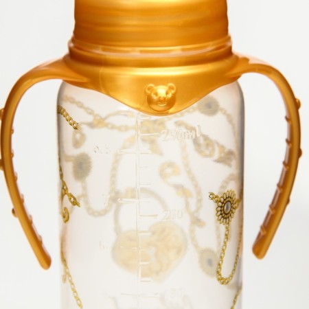 Little Lady feeding bottle, classic throat, with handles, 250 ml., 3 months, gold collection-8