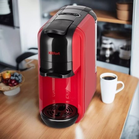 Coffee machine KitFort KT-7403, capsule, 1450 watts, 0.6 l, black-red-1