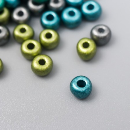 Glass beads 6/0 "metallic. Melange. Blue-green" 10 g-1