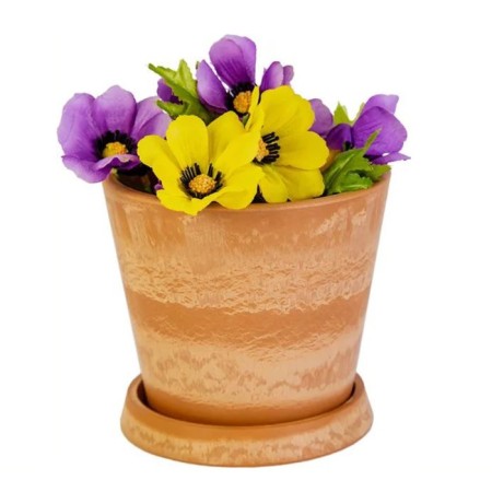 Pot for flowers and plants with a pallet, 1l new terracotta 14x14x12cm-2