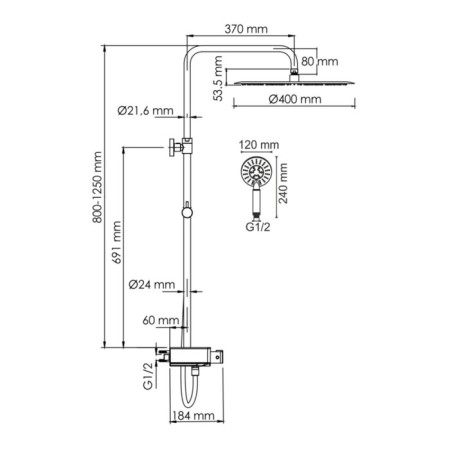 The shower system wasserkraft a113.117.058.ch Thermo, tropical shower, thermostat, chrome-2