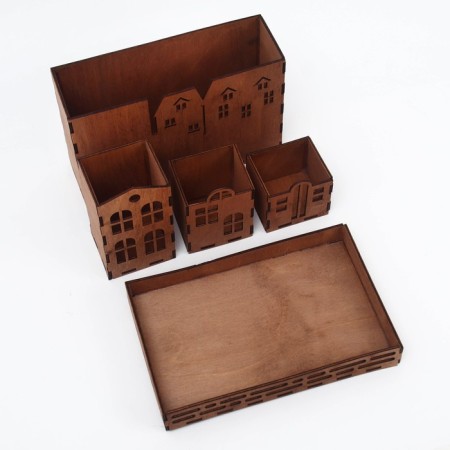 Organizer for stationery "houses" wood, 235 x 142 x 30 mm-4