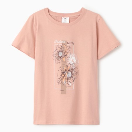 Women's T -shirt "Flowers", pink color, size 46