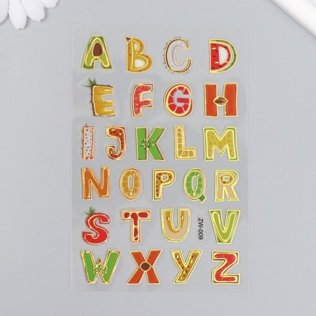 Plastic sticker "English alphabet" with gold mix 10.2x20.5 cm-1