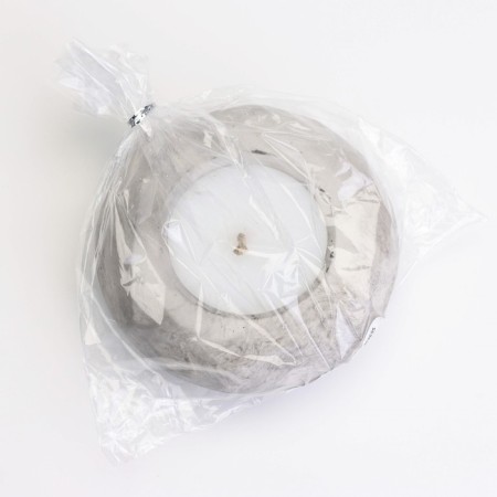 Candle "Complete" in a candlestick with faces of gypsum large, 10.5x3cm, marble with black stripes-3