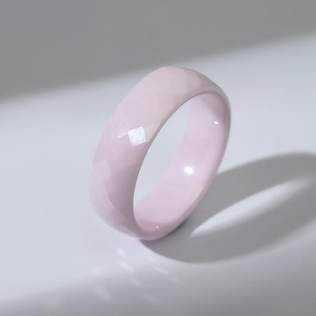 Ring ceramics “minimal” rhombus cutting, pink color, 17.5 size