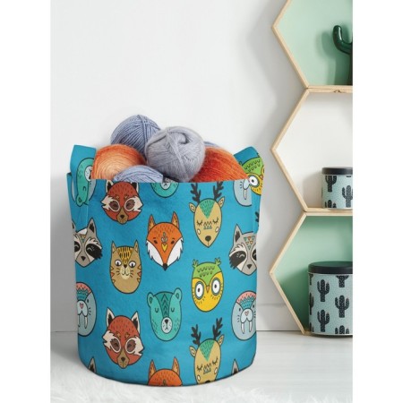 Textile bag “Raccoon, fox and cat”, for storing things and toys, size 33x37 cm, 26.5 liters