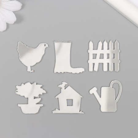 Decor for creativity plastic mirror "garden" set 6 pcs