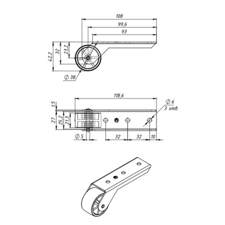 Roller Supported tundra, zinc coating, 1 pc.-4