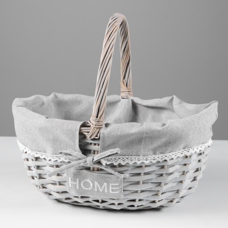 Basket, 38 x 38 x 16/30 cm, vine, fabric-1