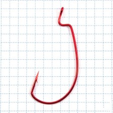 The hook KOI Super Lock Worm, size 30 Ints, Red color, offset 10 pcs.