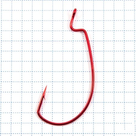 The hook KOI Super Lock Worm, size 30 Ints, Red color, offset 10 pcs.