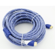 Audio-video cable HDMI (M)/HDMI (M) 10m. Ferrite. Crusado gilding. Blue/white