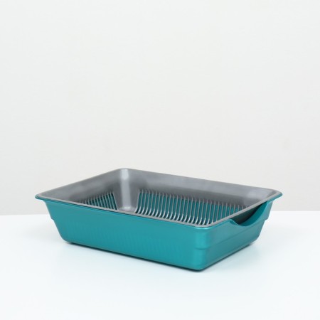 Deep toilet with a mesh of 36 x 25 x 9 cm, gray/turquoise