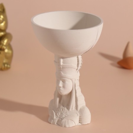 Stand for incense "Egyptian" height 10cm, diameter 7cm white-4