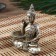 NECK Polystone under silver candlestick "Buddha - Meditation" MIX 10.5x5.3x11 cm