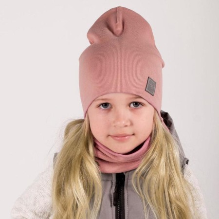 Hat for girls, color powder, size 54-58-2
