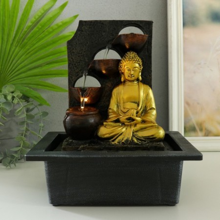 The desktop fountain from the network, backlight "Buddha in gold at the wall with waterfall" 23x17.5x28 cm-5
