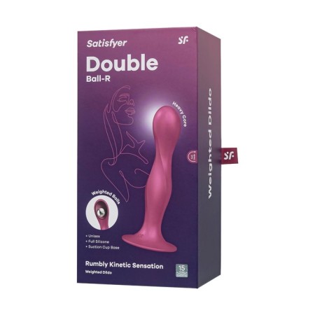 Satiffyer Double Ball-R phallimitator, 18 cm, silicone, red color-11