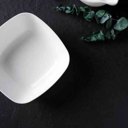 Deep plate "Quadro", 16 × 16 cm, white color-5