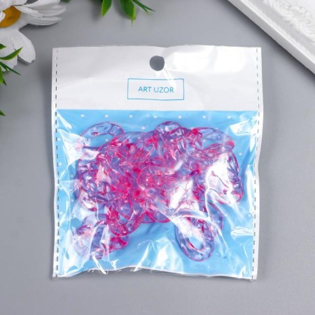 Decor for creativity plastic "Ring for the chain" transparent pink set 25 pcs 2.3x1.65 cm-3