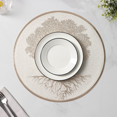 A set of napkins of serving shares "Tree", 2 pcs, d = 38 cm, beige color-4