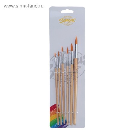 Set of brushes nylon 6 pieces: No. 1, 2, 3, 4, 5, 6, round-3