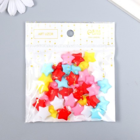 Buttons plastic for creativity on the leg "Color stars" set 40 pcs 1.5x1.5 cm-5