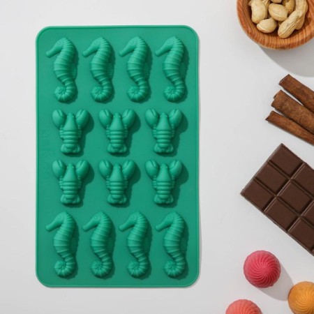 Form for marmalade Dolyana "Sea World", silicone, 22 × 14 × 1 cm, 14 cells, color mix