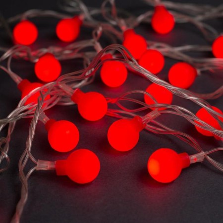 Garland “thread” 5 m with nozzles “Red Balls”, IP20, transparent thread, 30 LED, red glow, 8 modes, 220 V