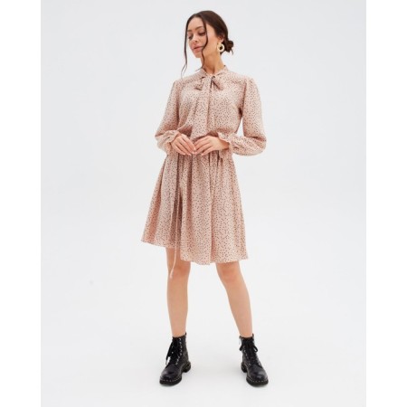 Women's dress with a bow Mist R.48, beige-4