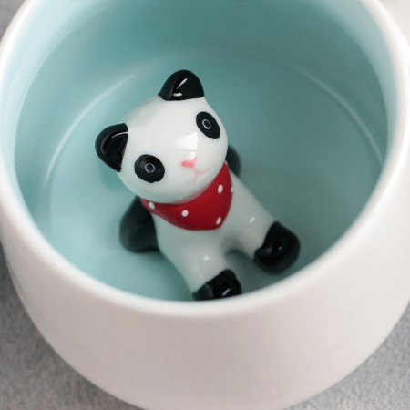 Ceramic mug with a figure at the bottom of "Hide and Humanitarianism. Panda ", 350 ml, white color-1