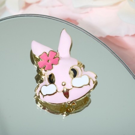 Brooch "Rabbit" Rush cheeks, pink color in gold-1