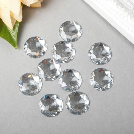 Decor for creativity plastic "Rhinestones Round. Transparent" (set 25 pcs) 1.8x1.8 cm