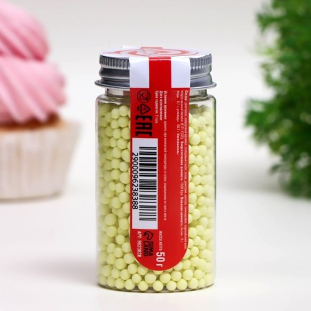 Sprinking confectionery "balls", 4 mm, green matte, 50 g-2