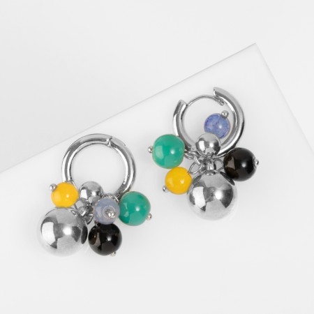 Earrings with the removable element "Transformer" a handful, colored in silver-1