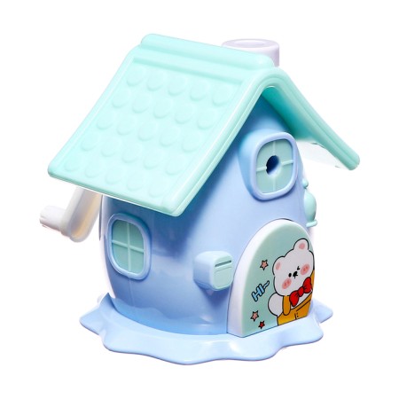 Mechanical sharpener with container, 5 types of sharpening, blue house