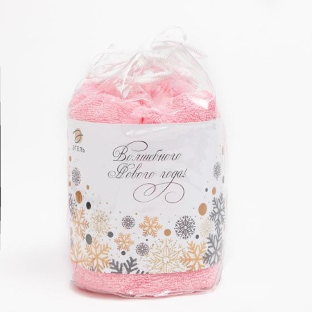 Towel Ethel "Happy New Year" Pink color, 50x90cm, 100% cotton, 340 g/m2-4