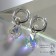 Earrings with the removable element "Transformer" Round Crystal, Rainbow color in silver