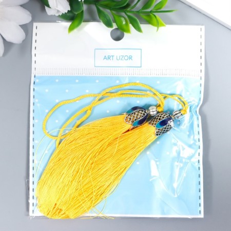 Decor for creativity Textile "Padishah brush" yellow set 2 pcs 9x1 cm-2