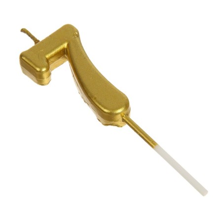 Candle in a cake on a skewer, number 7, gold, 4.5x2.5 cm-3