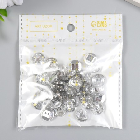 Buttons plastic for creativity 2 punctures "Crystal" set 40 pcs 1.1x1.1 cm-3