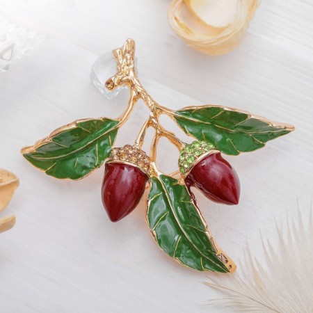Brooch "Stoils", color brown-green in gold-2