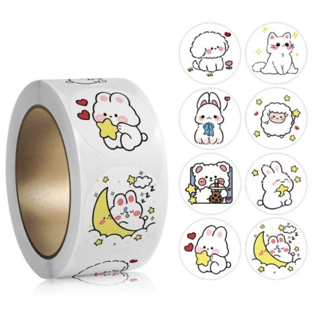 Stick Paper "Cute" d = 2.5 cm 500 pcs in a rolon 3x6x6 cm