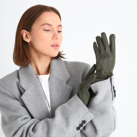 Gloves are female, dimensionless, without insulation, khaki color-4