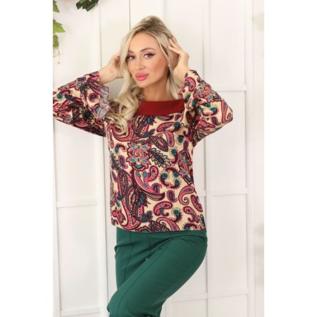 Female blouse, size 44, burgundy color-4