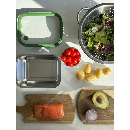 Smart Solutions lunch box, glass cover, 1.2 l, green color-1