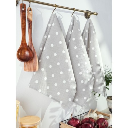 Набор полотенец кухонных Grey Polka Dot, размер 45x60 см, цвет серый-3