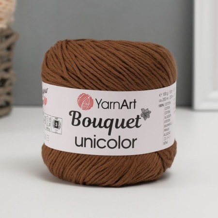 Yarn "Bouquet Unicolor" 100% cotton 200m/100g (3207 chocolate)