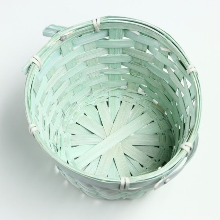 Wicker basket, d17 x 12 x 22 cm, green, bamboo-3